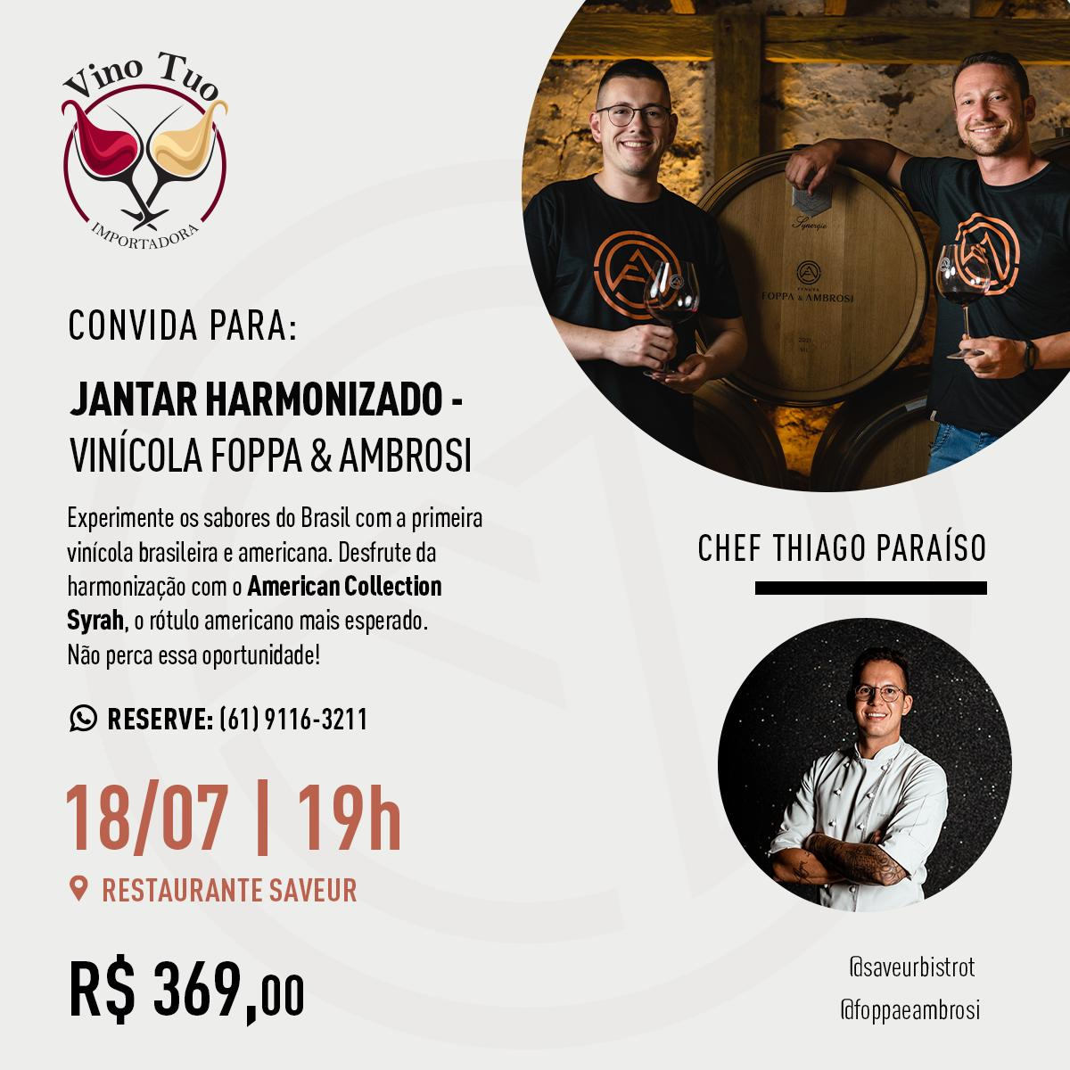 Jantar Harmonizado - Vinícola Foppa & Ambrosi